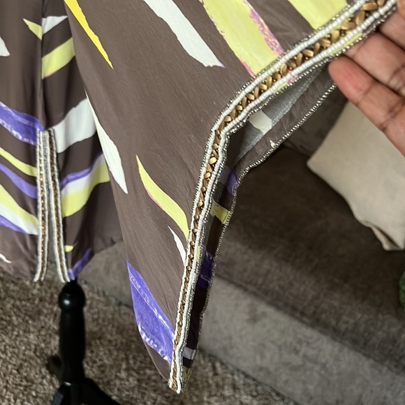 Taj By Sabrina Crippa Silk Beaded tunic Multi Color Top Size M - Picture 4 of 14